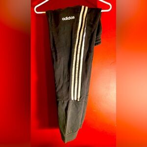 Adidas Sweat Pants Medium Black White Stripe Cotton Blend